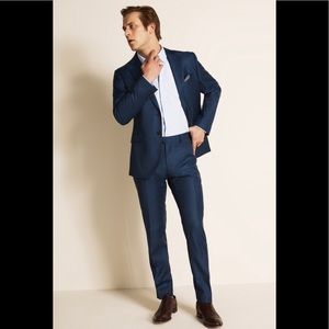 MOSS London Slim Fit Blue Sharkskin 2 Piece Suit